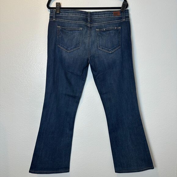 Paige Size-29 Womens Jeans Skyline Boot Dark Maternity Whiskered Distressed - Picture 2 of 16